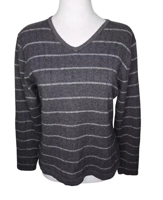 Suéter de golf Cutter and Buck para damas mezcla de lana talla Lg gris sobre rayas grises Foto 1 de 4