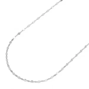 "Elegante Collar de Cadena Espejo Italiano Oro Blanco 14K Corte Diamante 2mm Elegante 18" - Imagen 1 de 4