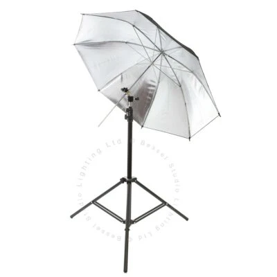 Bessel - KIT 90cm Silver Umbrella + Lamp Stand + Flashgun Holder + Carry Bag - Image 1 of 4