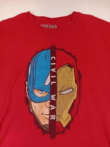 Marvel Captain America Civil War Men's Large T-Shirt - Iron Man Avengers Red - Picture 1 of 7