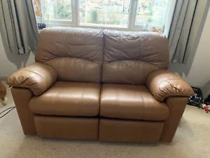 Two Seater G Plan Leather Sofa Electric Recliner Brown /Tan - Picture 1 of 8
