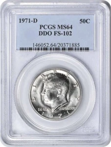 1971-D medio dólar Kennedy DDO FS-102 MS64 PCGS - Imagen 1 de 2