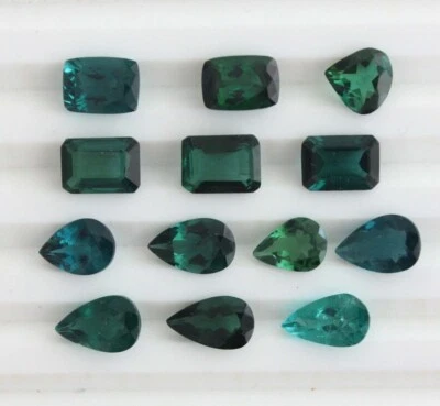 Piedra preciosa natural suelta facetada turmalina verde azulado en múltiples formas y tamaños AAA Foto 1 de 2