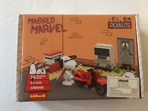 NEW Peanuts Snoopy Masked Marvel Motorcycle HQ Building Set - 74 Pieces - Picture 1 of 5