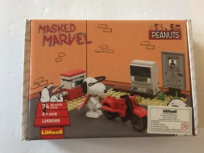NEW Peanuts Snoopy Masked Marvel Motorcycle HQ Building Set - 74 Pieces - Image 1 of 4