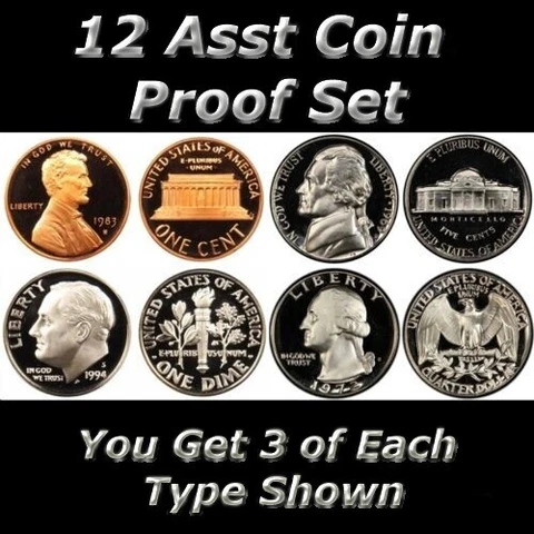 Lot of 12 Assorted Gem Proof Coins ~ Uncirculated Proof Coin Collection Cover