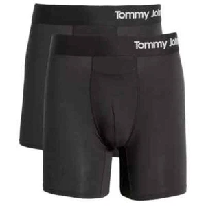 NEW Tommy John Men’s Size XXL Cool Cotton Boxer Briefs 6” Inseam - Double Black - Picture 1 of 13