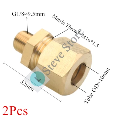 10mmx 1/8 Male BSP G Thread Connector Brass Compression Fitting for 10mm OD Tube - Image 1 of 2