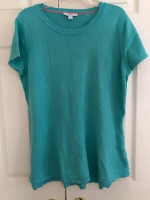 Blusa Top Isaac Mizrahi Talla L Turquesa Mujer Mezcla Algodón Foto 1 de 4