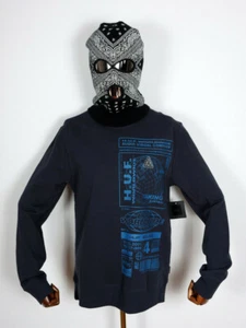 Sudadera Huf Worldwide Cuello Redondo Sudadera con Capucha Crew Bit-6 Azul Marino Francés en M - Imagen 1 de 2