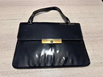 Vintage 1950s 1960s Black Patient Handbag Bag Debonair - Image 1 of 4