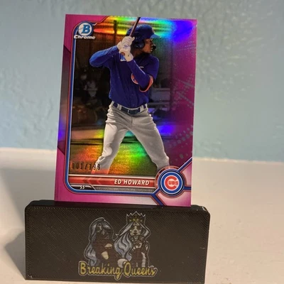 2022 Bowman Chrome Fuchsia Refractor Ed Howard 1/199 Chicago Cubs #BCP-64 - Image 1 of 4