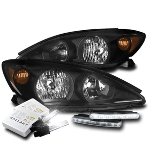 FOR 2002 2003 2004 TOYOTA CAMRY BLACK HEADLIGHTS LAMP +LED SIGNAL DRL W/6K HID - Bild 1 von 4