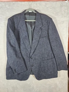 Harris Tweed Vintage Blue 2-Button Scottish Wool Blazer Jacket 52R Scotland - Picture 1 of 12