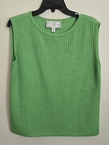 Damenpullover St John Sport Kelly grün gerippt Wollmischung Strick ärmellos Large - Bild 1 von 6