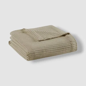 Manta de algodón tejido gofre beige caqui Beautyrest, tara pequeña talla king ver foto - Imagen 1 de 7