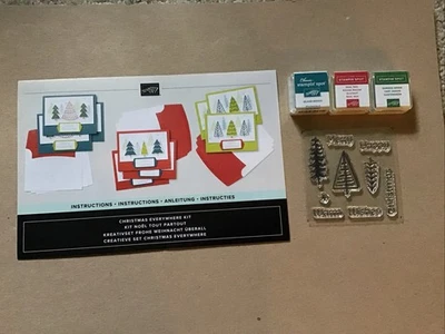 Christmas Everywhere Stamp W/ Island Indigo, Real Red & Garden Green Ink - Image 1 of 4