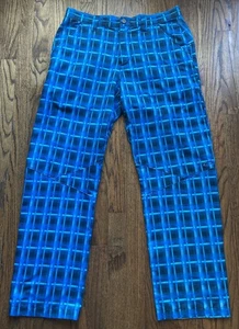 Oakley Golfhose Herren Größe 34x32 blau kariert leichte Performance Chino - Bild 1 von 13