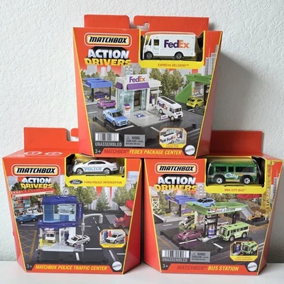 Matchbox Action Drivers FEDEX PACKAGE CENTER, POLICE TRAFFIC CENTER, BUS STATION - Image 1 of 4