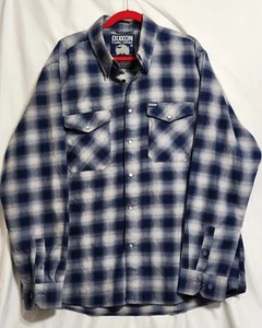 Dixxon Flannel Shirt The Midway Blue White Plaid Long Sleeve Men’s Size 2X EUC - Picture 1 of 8