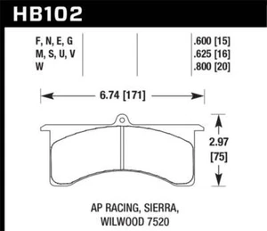Hawk Performance HB102V.800 FITS AP Racing 6/Wilwood DTC-50 Race Brake Pads - Picture 1 of 1