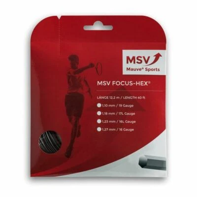 MSV Focus HEX Tennis String Set, 1.18 Gauge, Black