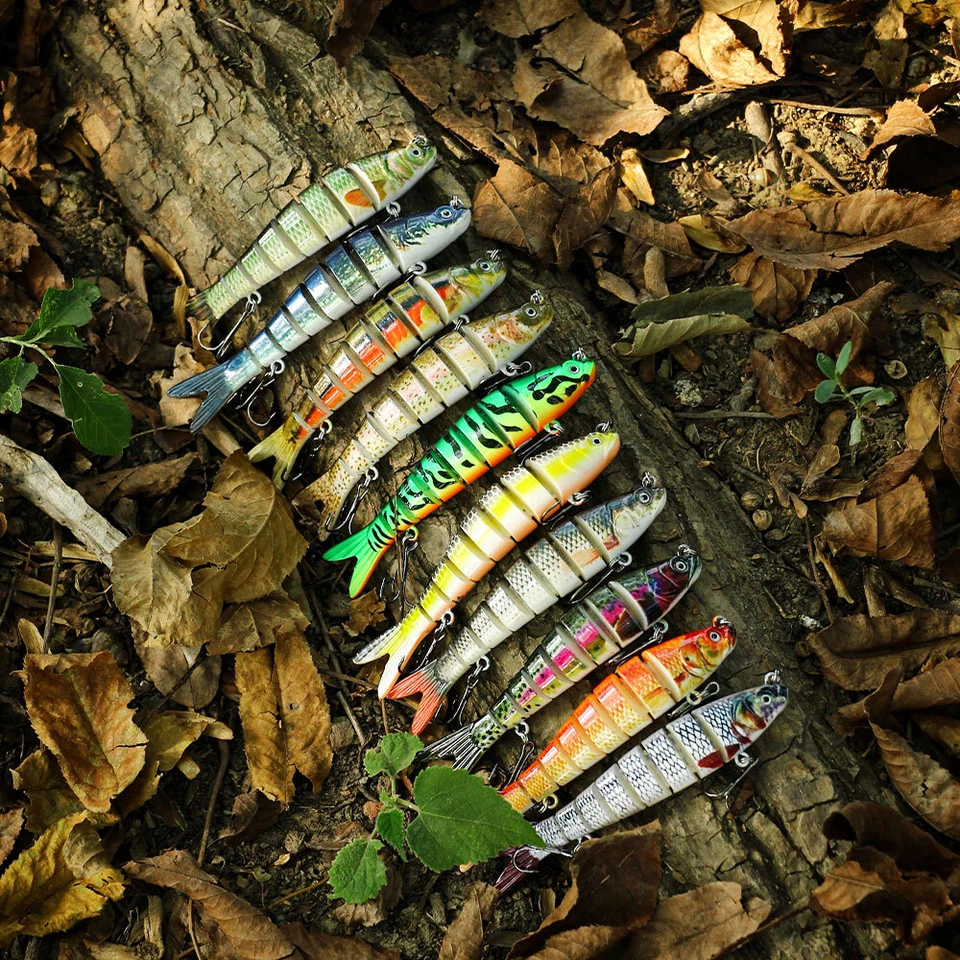10Couleur 10CM 11.4G Leurre Poisson Nageur Swimbait Pêche Articulé Carnassier 8# - Photo 1/4