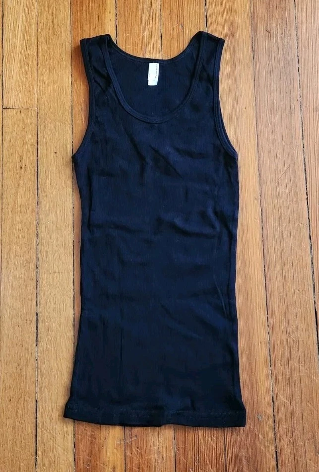 Regata American Apparel Classic Girl nova sem etiquetas com nervuras feita nos EUA preta tamanho G - Imagem 1 de 2