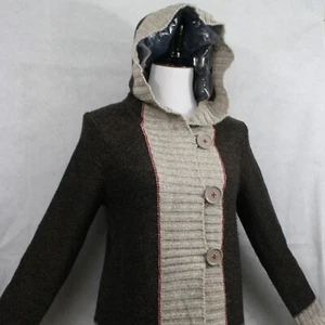 MissGuided braun & hellbraun Acryl Strickjacke mit Kapuze Gr. S EUC - Bild 1 von 10