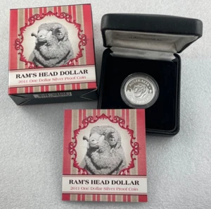 2011 Ram's Head Dollar $1 Silver Proof Royal Australian Mint 25mm Coin - Imagen 1 de 8