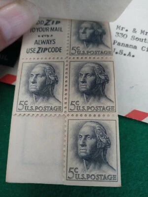 1963 Washington 5 cent stamps in booklet + Vintage Air Mail Japan Envelope - Image 1 of 4