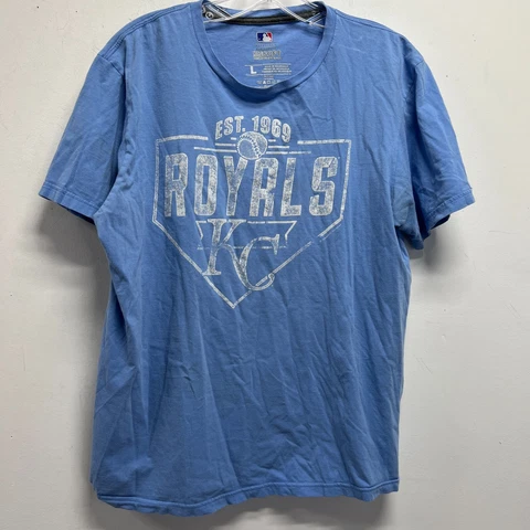 Kansas City Royals KC T Shirt Light Blue Men's Ring Spun Soft Cotton sz L Cover
