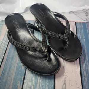Kenneth Cole Reaction Great Time Black Strap Sandals W/Rhinestones Wms Sz 6.5M - Picture 1 of 15