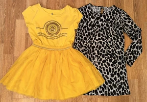 Lot of 2 Dresses - Disney Parks Yellow Star Wars & Kiwi Black Leopard - Size 8 - Picture 1 of 14
