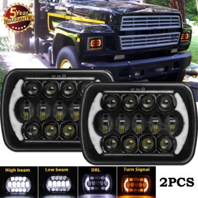 Pair 7x6" LED Headlights Hi/Lo Sealed Beam DRL For Ford F600/700/800 FT900 F-100 - Image 1 of 4