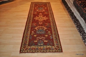 8 FT. NATURAL DYE FLORAL design rust, cream & Blue. HANDMADE chobi rug. - Picture 1 of 12