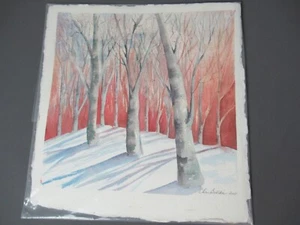 Pintura acuarela de árboles en invierno - Firmado Chris Butcher 2005 - 179 - Imagen 1 de 6