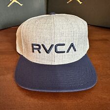 RVCA Heather Grey/Whit TWILL II Logo Snapback Snap Adjustable Hat Cap 2-Tone