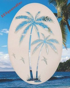 Calcomanía de ventana estática inclinada izquierda para palmeras ovalada 15x23 decoración tropical NUEVA - Imagen 1 de 8