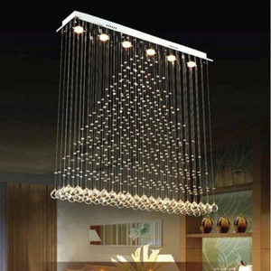 Modern Chrome 6-Light Chandelier Rain Drop Crystal Ceiling Fixture Lighting Lamp - Picture 1 of 18