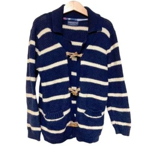 andy and evan nautical striped preppy knit sweater cardigan toggle closure navy - Picture 1 of 9