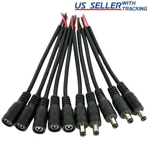 5pair 12V 5.5x2.1mm Male + Female DC Power Socket Jack Connector Cable Plug Wire