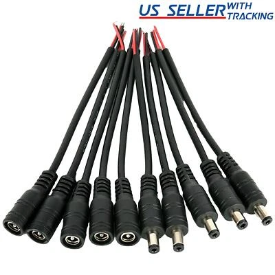 5pair 12V 5.5x2.1mm Male + Female DC Power Socket Jack Connector Cable Plug Wire - Image 1 of 4