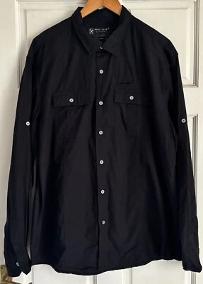 Camisa MARC ECKO Corte y Coser Para Hombre XL Negra Manga Larga Modernista Foto 1 de 4
