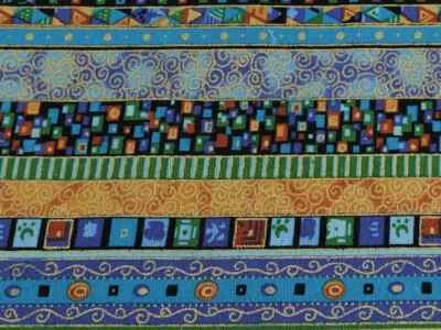 Baumwollstoff Ethno Boho Afrika mit Golddruck Türkis bunt Meterware ab 50cm - Bild 1 von 2