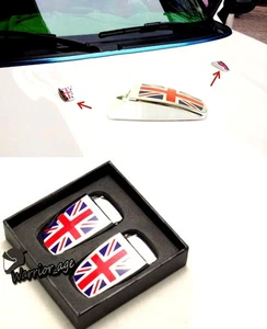 2PCS WINDSHIELD WASHER WIPER WATER SPRAY NOZZLE COVER UNION JACK For MINI COOPER - Imagen 1 de 4
