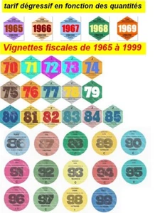 Vignette Fiscale 1965 à 1999 valorisation année production OLDTIMER YOUNGTIMER - Afbeelding 1 van 1