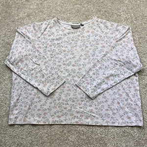 Croft & Barrow Long-sleeve Cropped Shirt, Women's 2x (White w/ Floral Patterns) - Picture 1 of 9