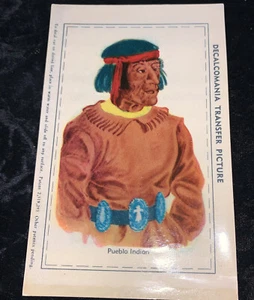 Aufkleber Transferbild Postkarte Pueblo Indian ~ schöner Zustand - Bild 1 von 2