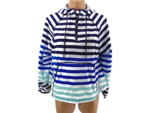 Pullover cortavientos Hunter x Target para mujer azul blanco a rayas talla XS cremallera 1/2 - Imagen 1 de 8
